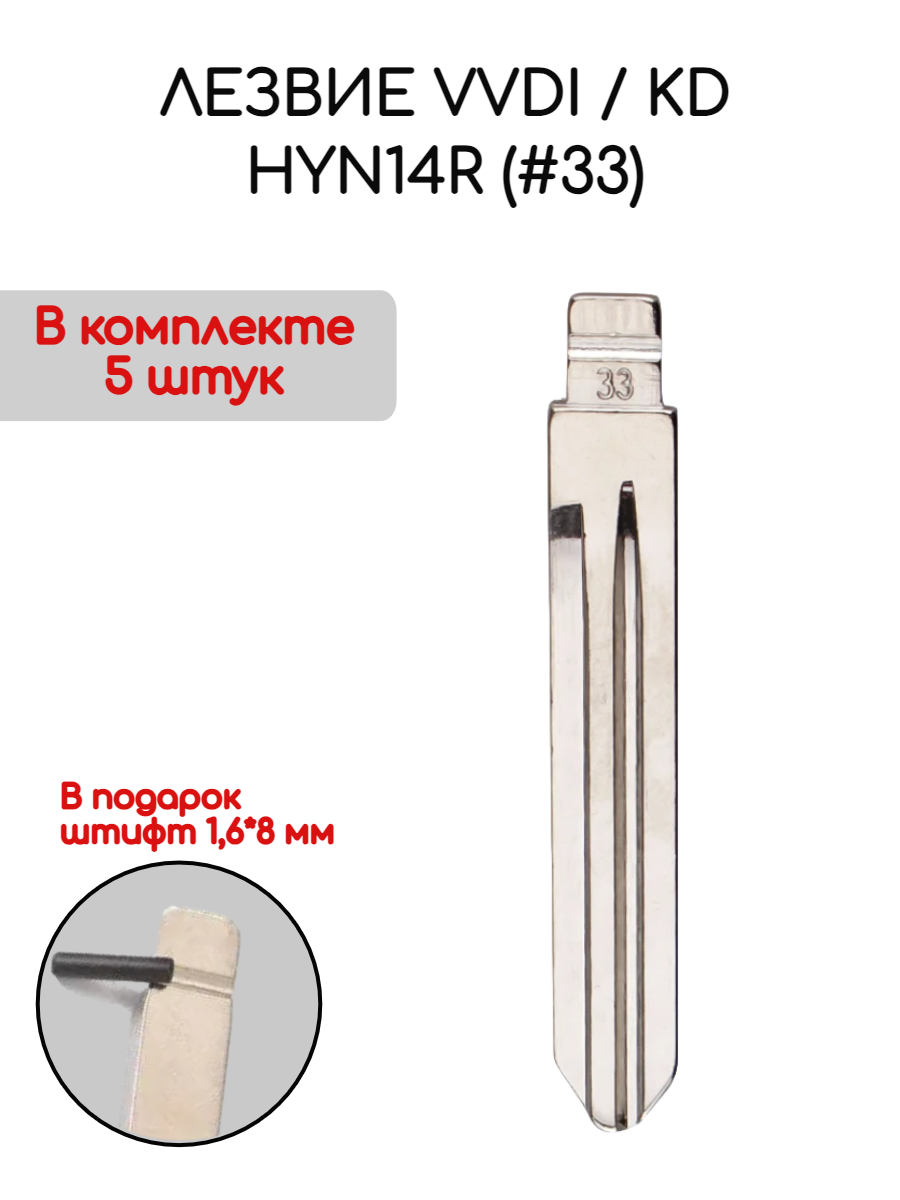 Набор лезвий из 5 штук VVDI KD HYN14R (#33) (серебристый) для Kia, Hyundai