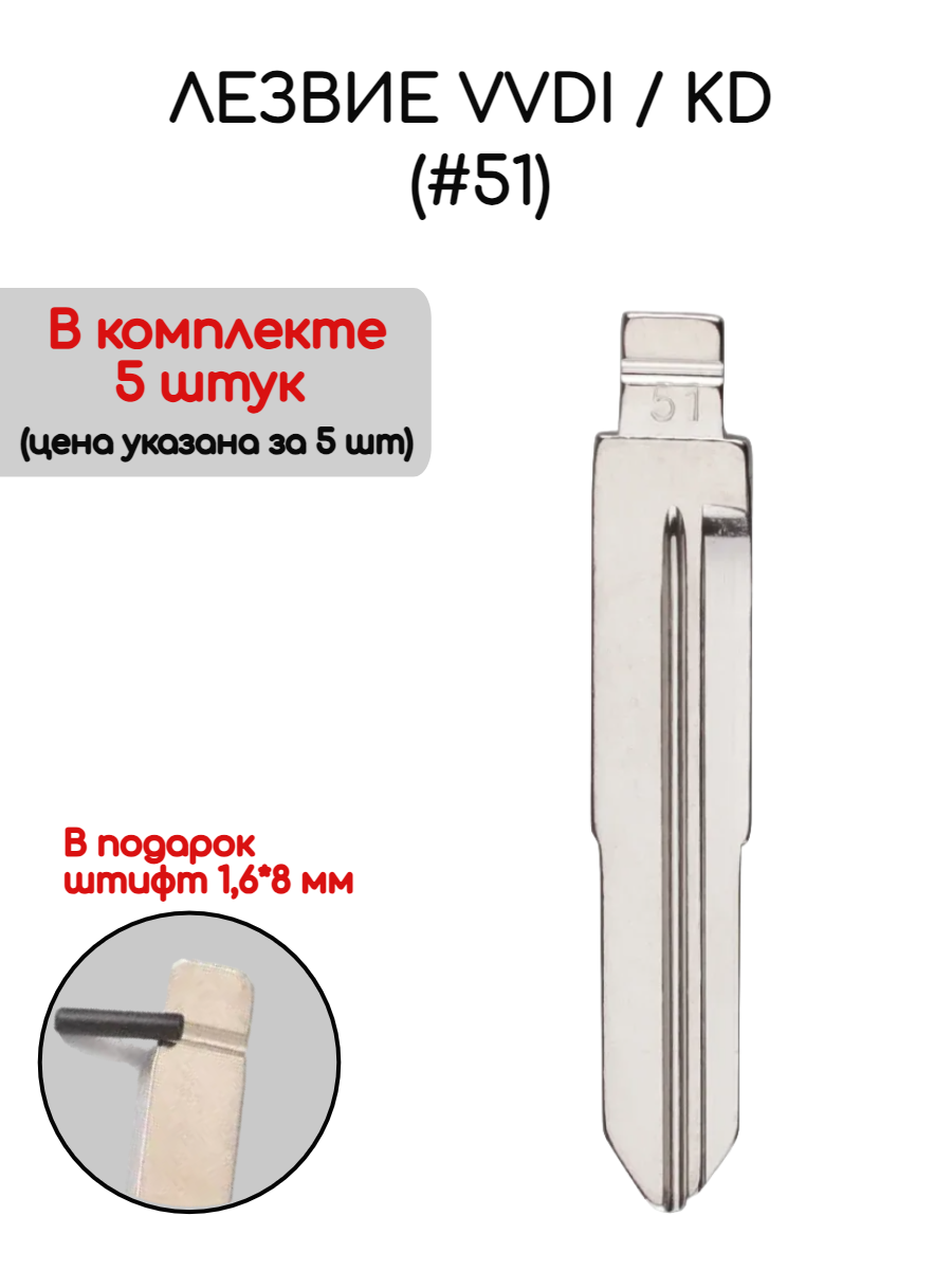 Набор лезвий из 5 штук VVDI KD (#51) для Chery (серебристый)