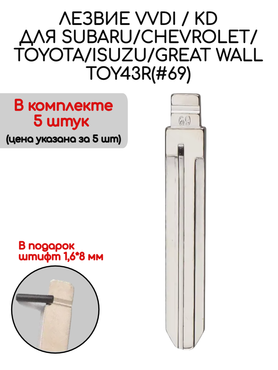 Набор лезвий из 5 штук VVDI KD TOY43R (#69) для Subaru (серебристый)