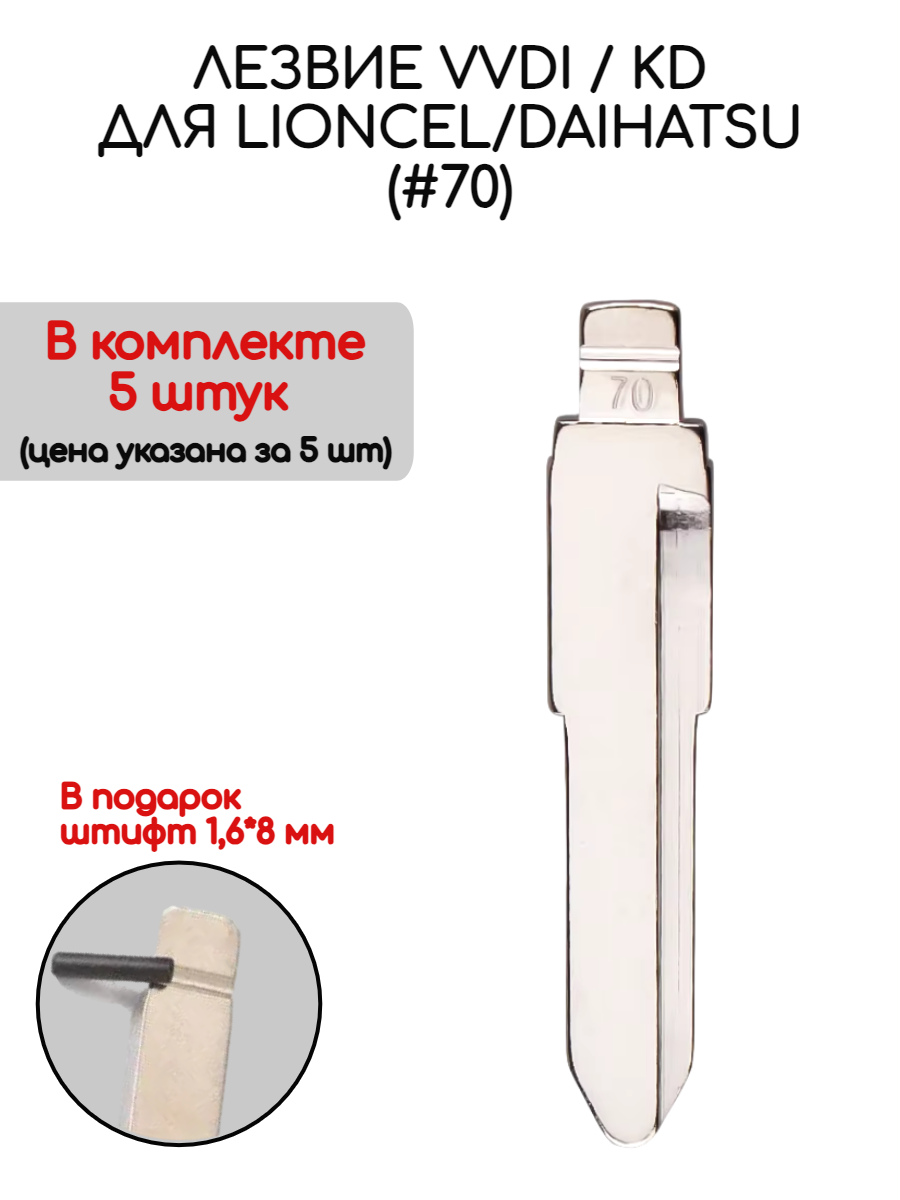 Набор лезвий из 5 штук VVDI KD (#70) для Lioncel / Daihatsu (серебристый)