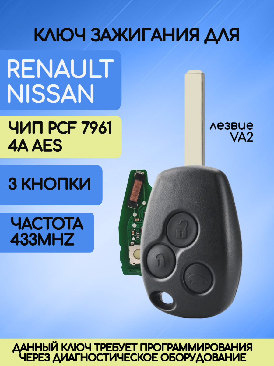 Ключ зажигания для Renault