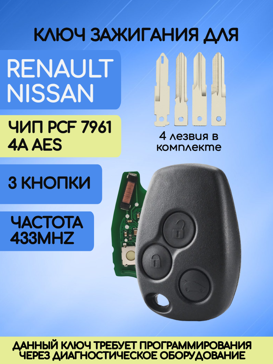 Ключ зажигания для Renault