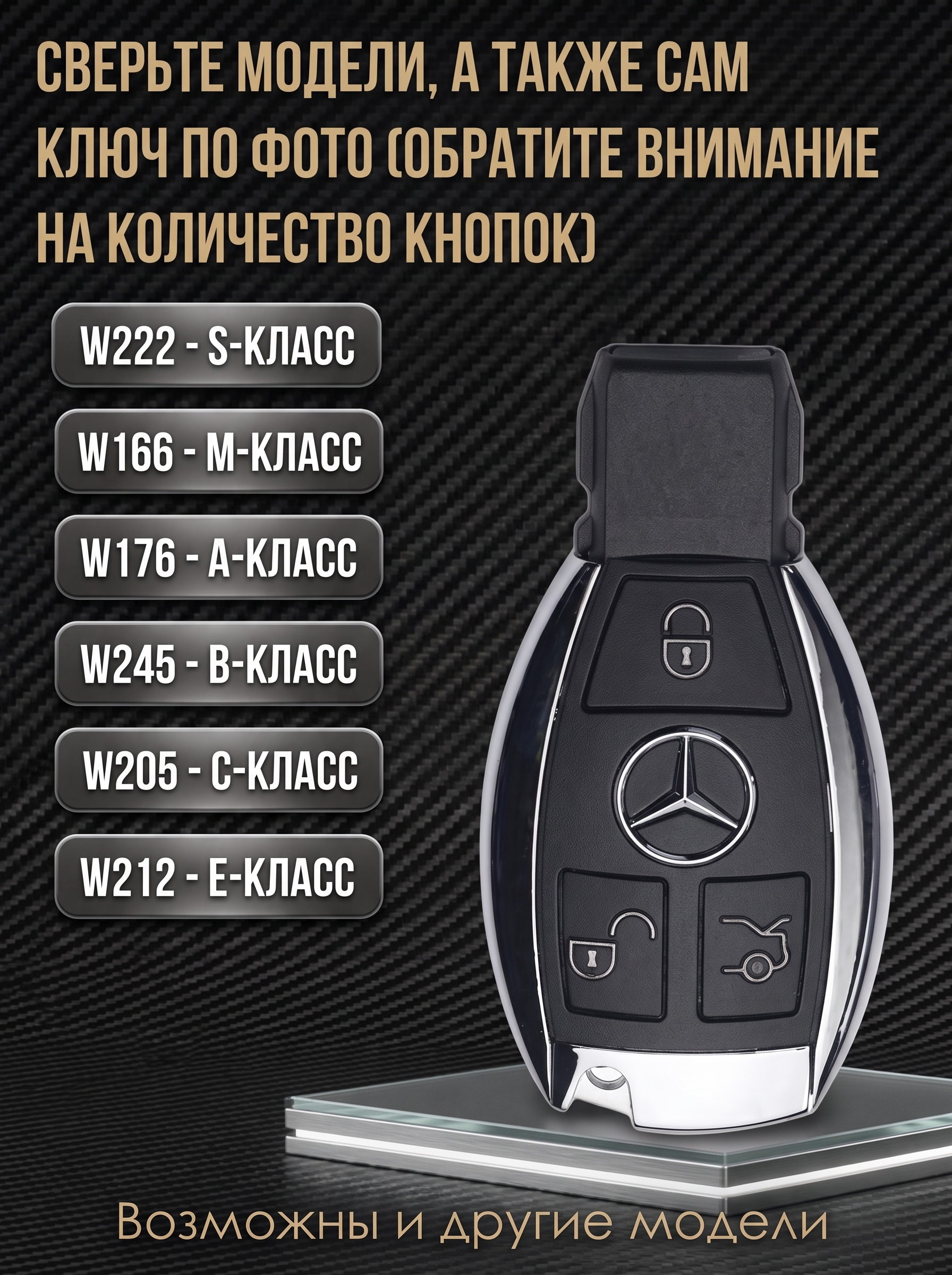 Чехол для ключа MERCEDES-BENZ 4 кнопки Черный