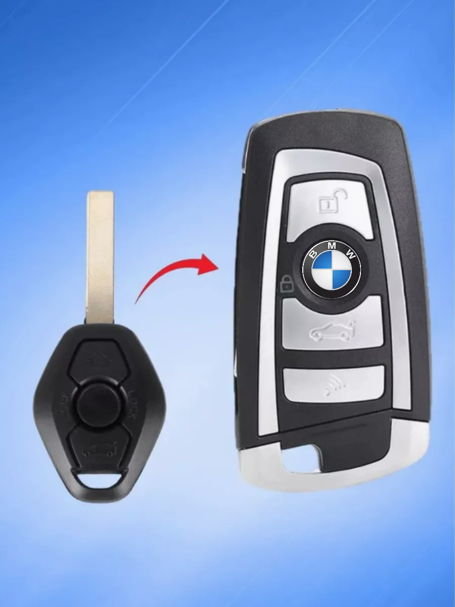 Выкидной модифицированный ключ зажигания для BMW CAS2 с 3 кнопками с частотой 433 mhz и чипом ID46 HITAG2 с лезвием HU92