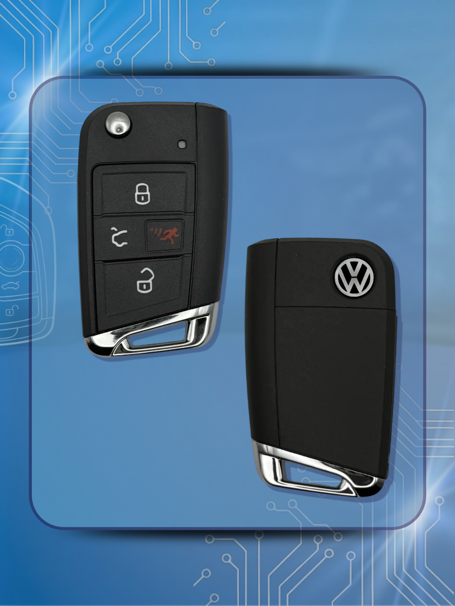 Корпус ключа зажигания c 4 кнопками для Фольксваген / Golf 7/ Tiguan/ Passat, лезвие HU162T