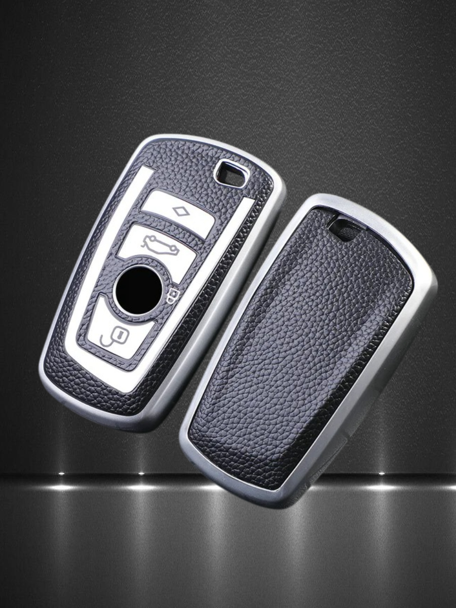 Чехол на ключ BMW БМВ (белый мрамор)