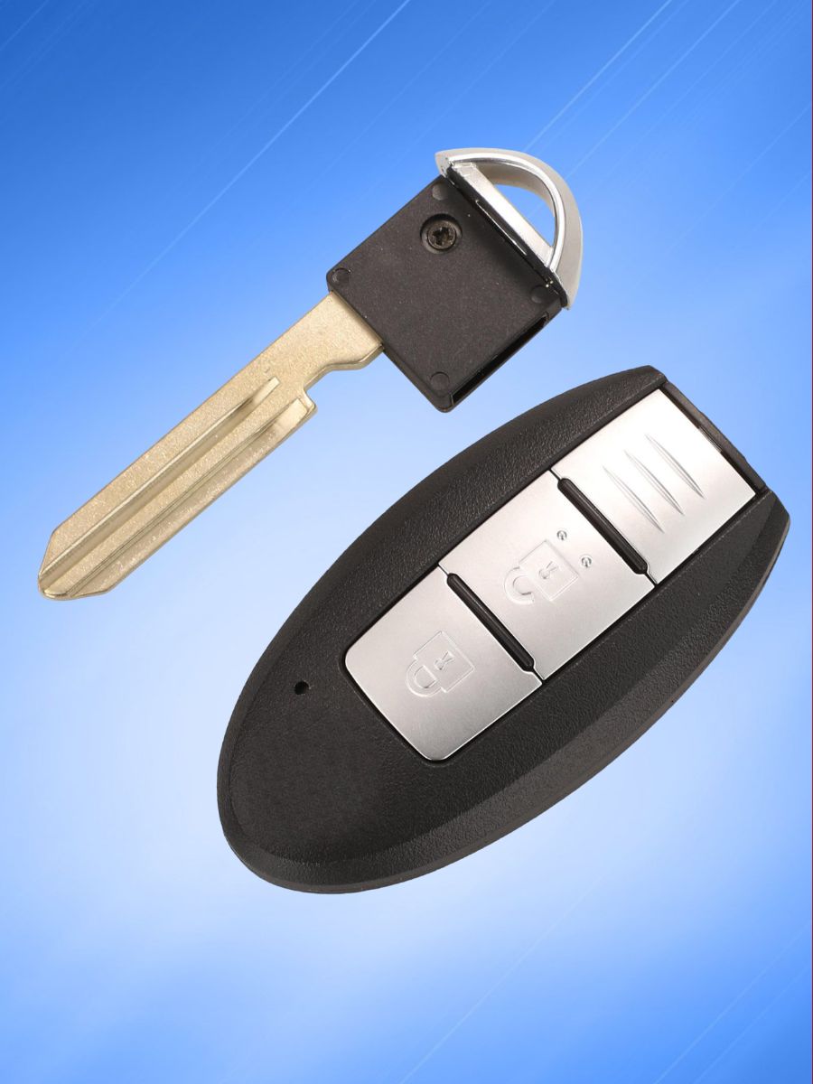 Корпус смарт ключа с 2 кнопками для Ниссан, контакт снизу