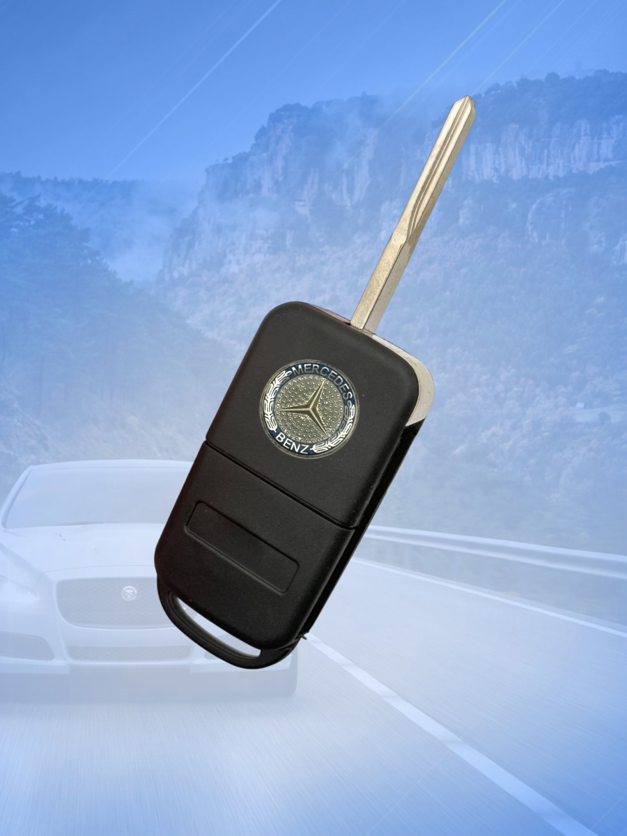 Корпус выкидного ключа с 4 кнопками лезвие HU64 для Mercedes Benz, с логотипом