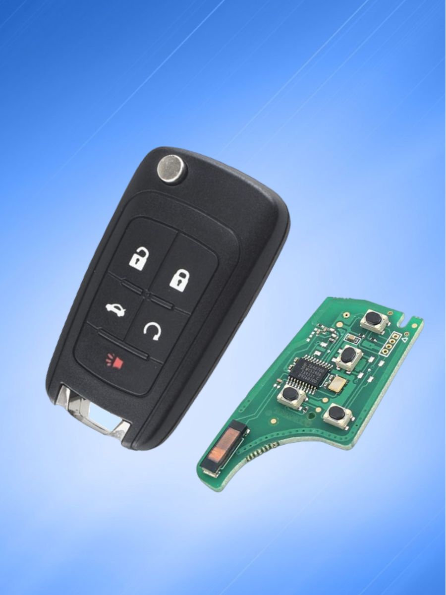 Выкидной ключ зажигания для Шевроле GM с 5 кнопками с частотой 433 mhz и чипом ID46 PCF7937 с логотипом