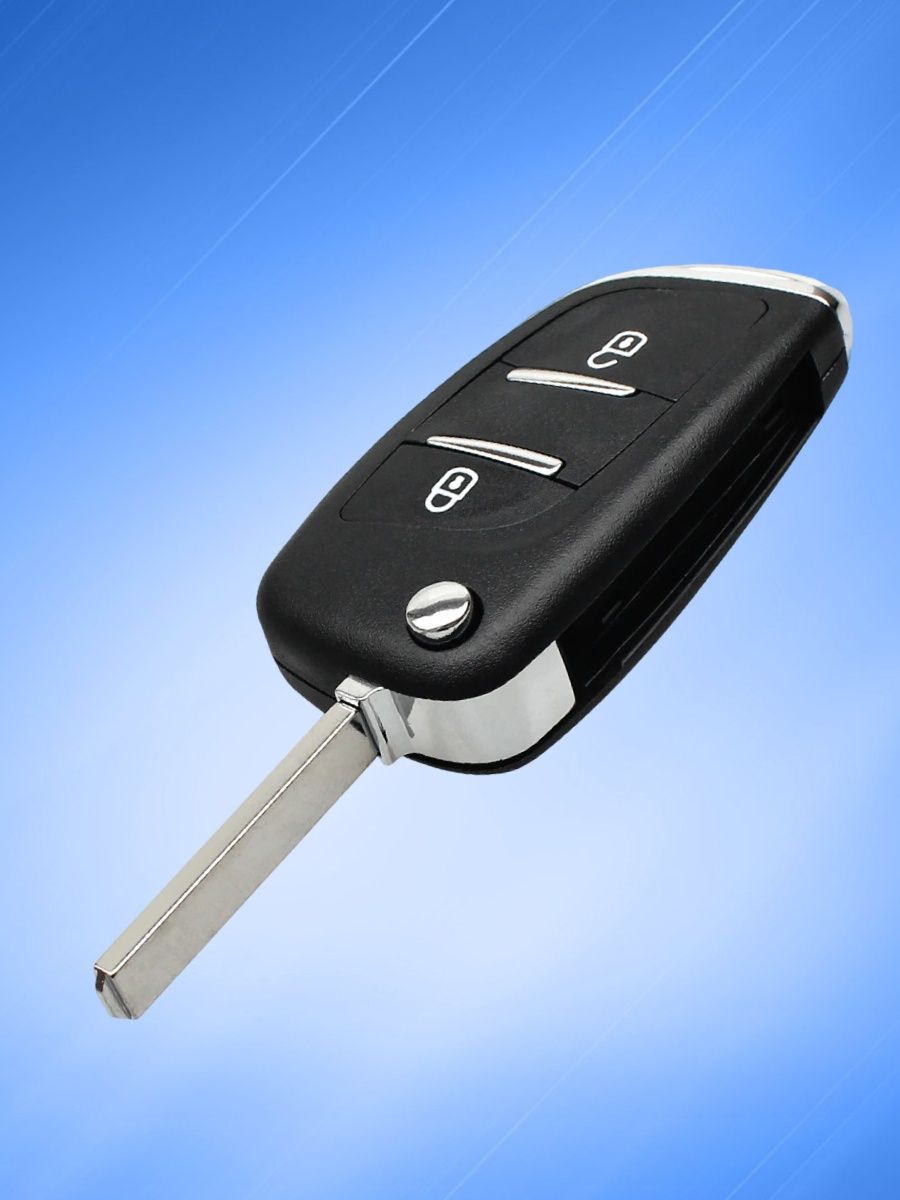 Корпус выкидного ключа с 2 кнопками лезвие VA2 для Пежо, батарейка на плате