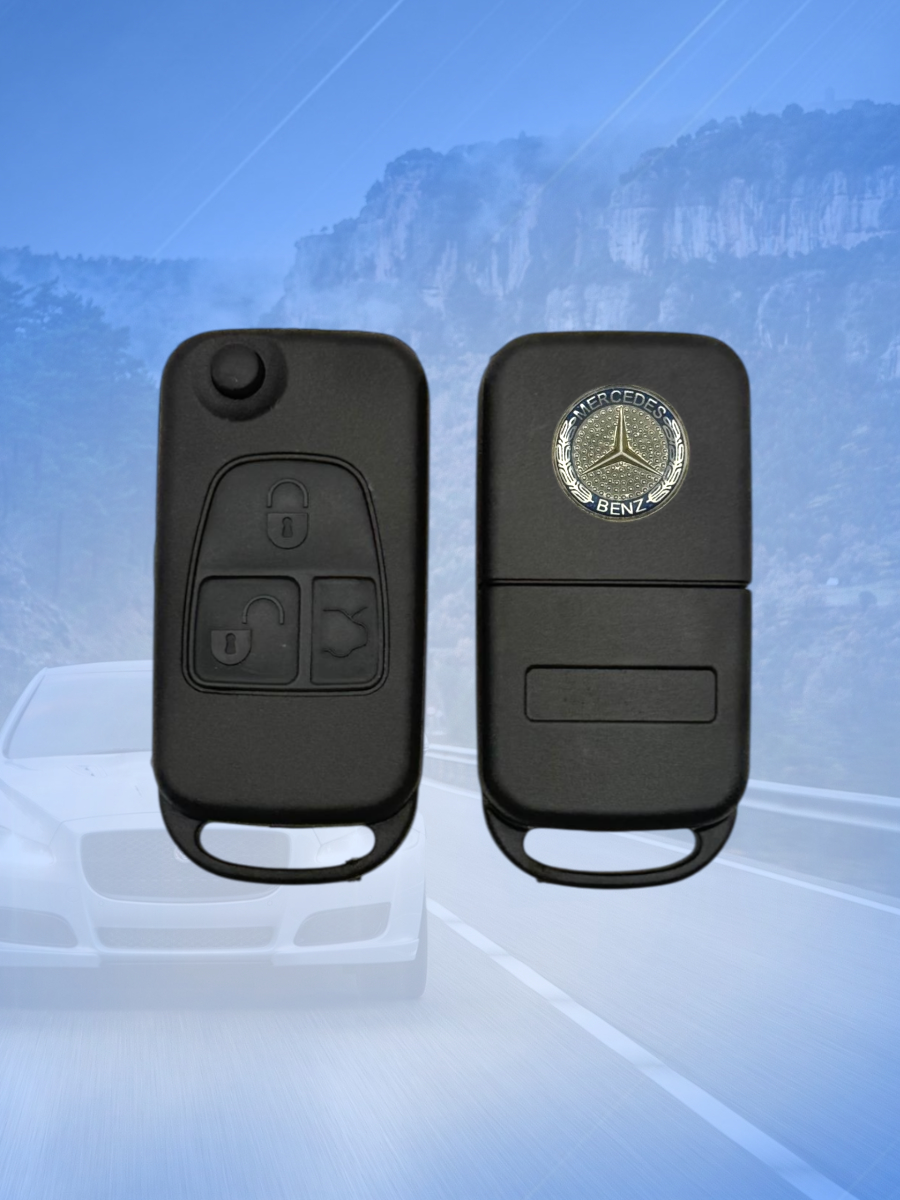 Корпус выкидного ключа с 3 кнопками лезвие HU64 для Mercedes Benz, с логотипом