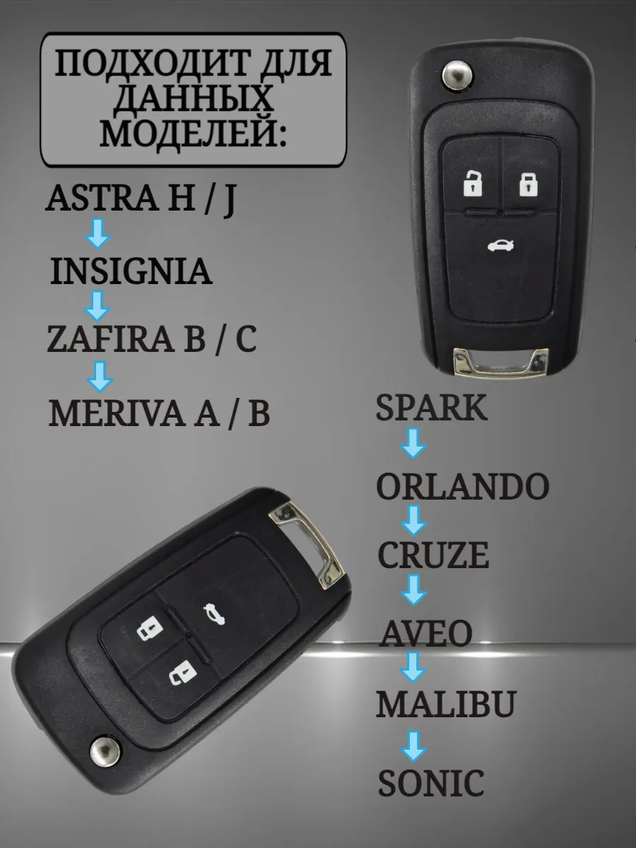 Чехол для выкидного ключа chevrolet; opel (кирпично-красный)