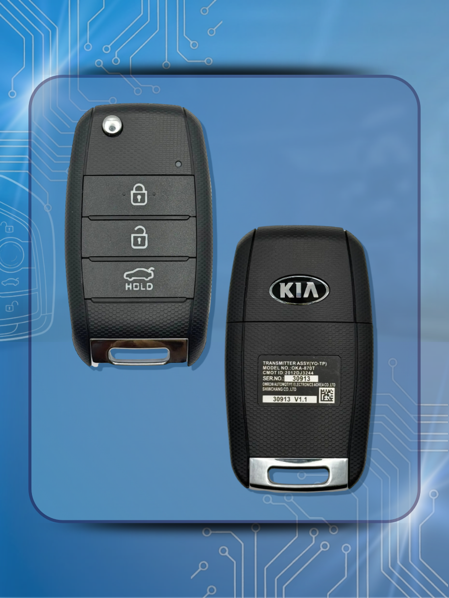 Корпус выкидного ключа с 3 кнопками для КИА /Cerato/ Сeed / Optima / Sportage, лезвие HU134