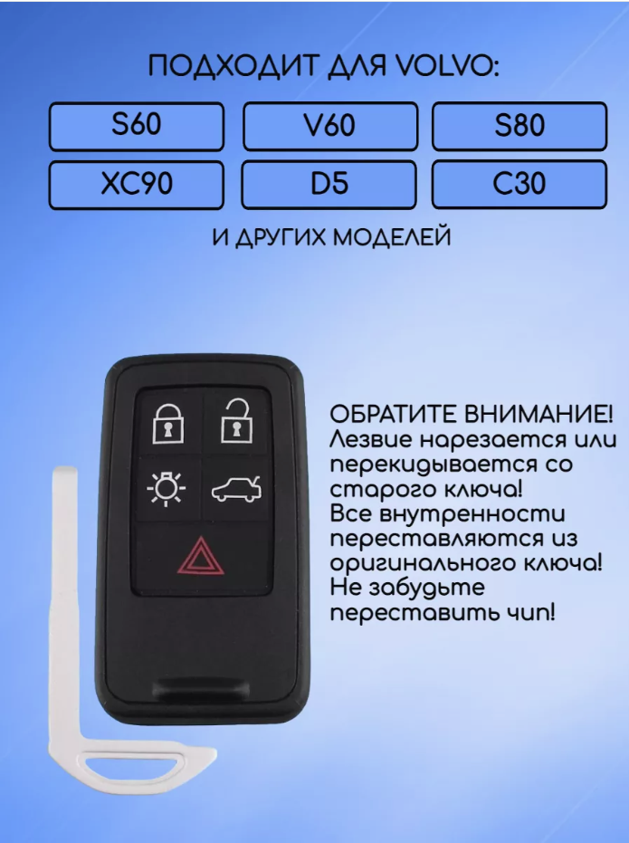 Корпус смарт ключа с 5 кнопками для VOLVO