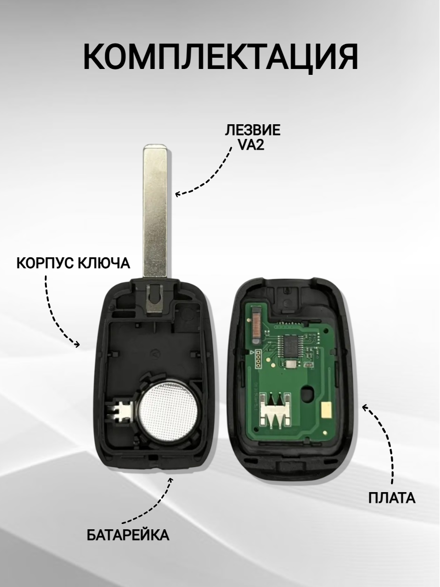 Ключ зажигания с 2 кнопками для Renault Symbol / Trafic/ Twingo/ Logan/, лезвие VA2
