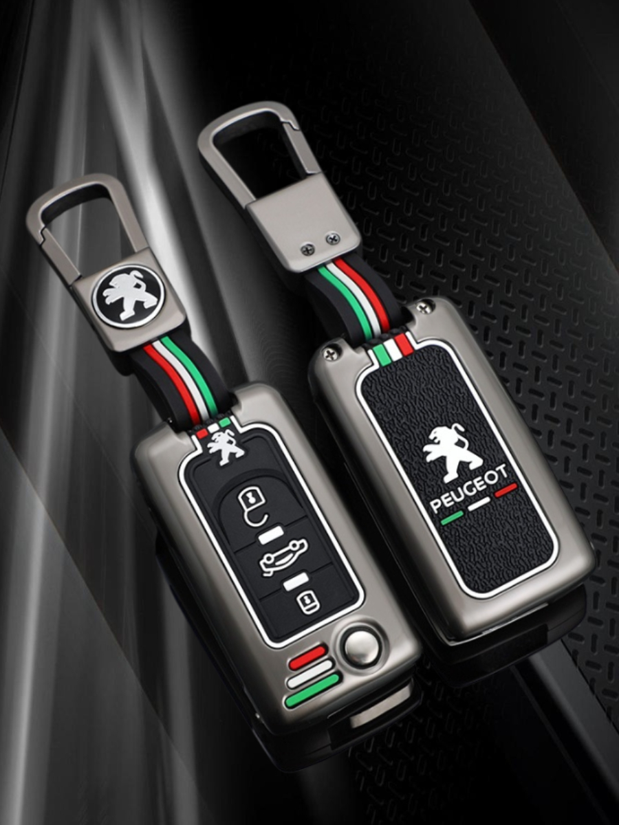 Чехол для выкидного ключа c 3 кнопками Пежо/Peugeot (черный)