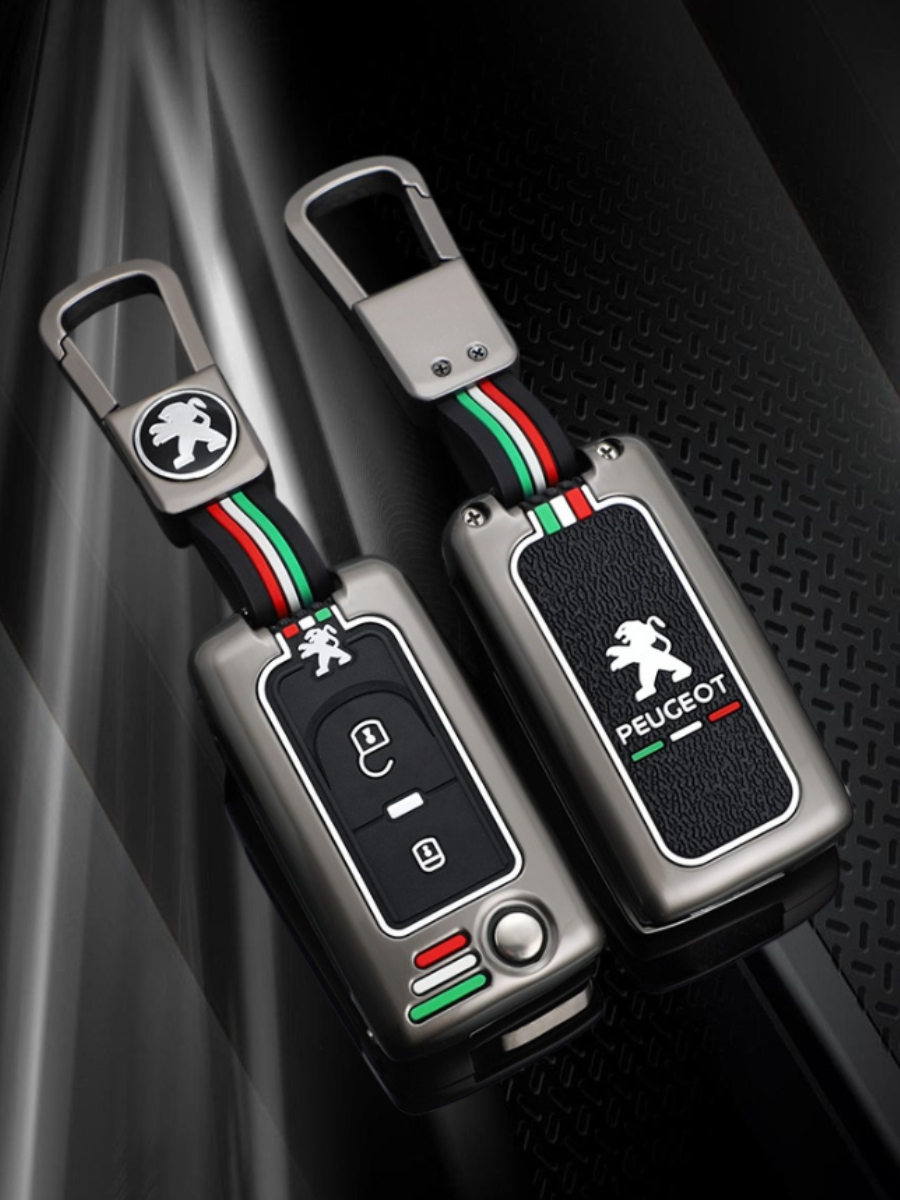 Чехол для выкидного ключа Peugeot 2 кнопки (черный нюд)