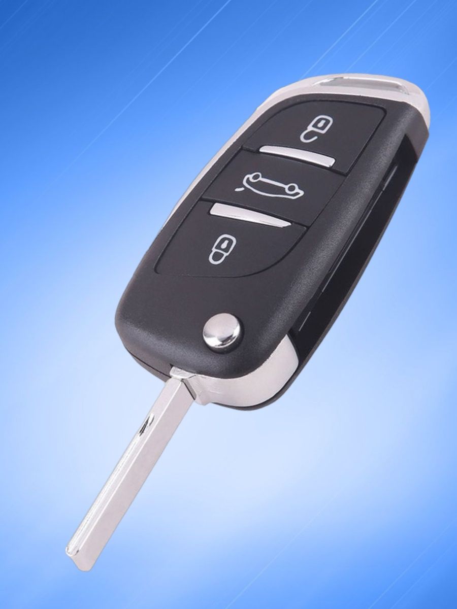 Корпус выкидного ключа с 3 кнопками лезвие HU83 для Ситроен, батарейка на плате