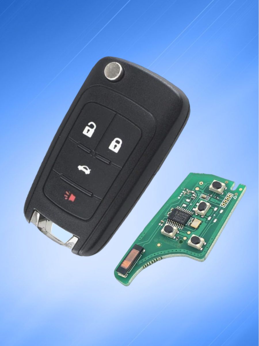 Выкидной ключ зажигания для Шевроле GM с 4 кнопками с частотой 433 mhz и чипом ID46 PCF7937 с логотипом