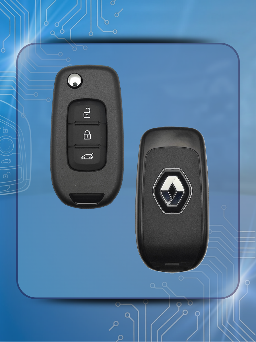 Выкидной корпус ключа для Renault с 3 кнопками лезвие HU56R (черный)