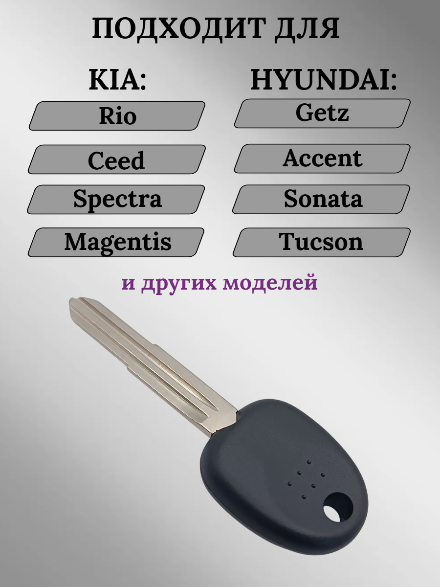 Заготовка с местом под чип для HYUNDAI левый паз (5шт.) 