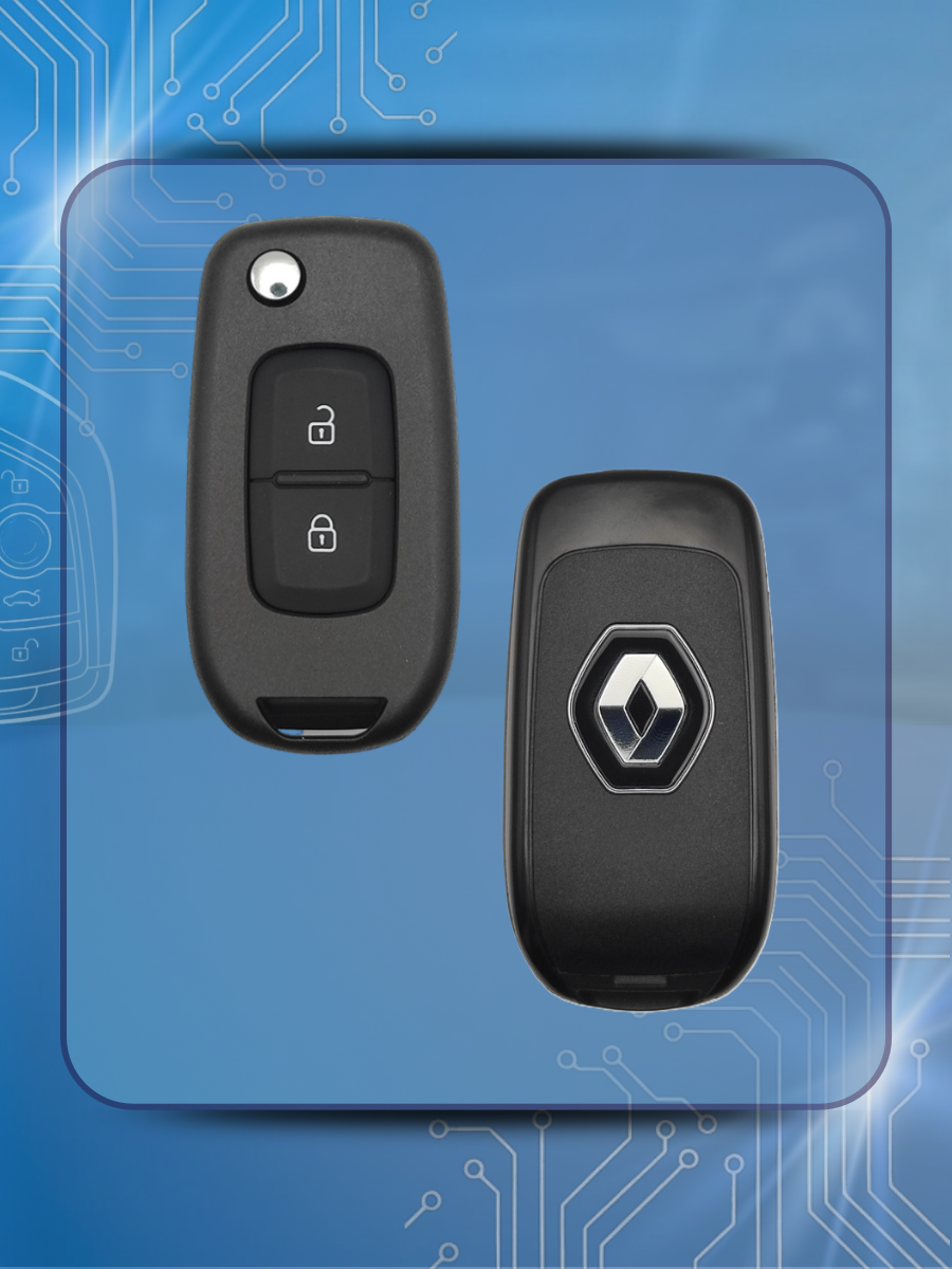 Выкидной корпус ключа для Renault с 2 кнопками лезвие HU56R (черный)