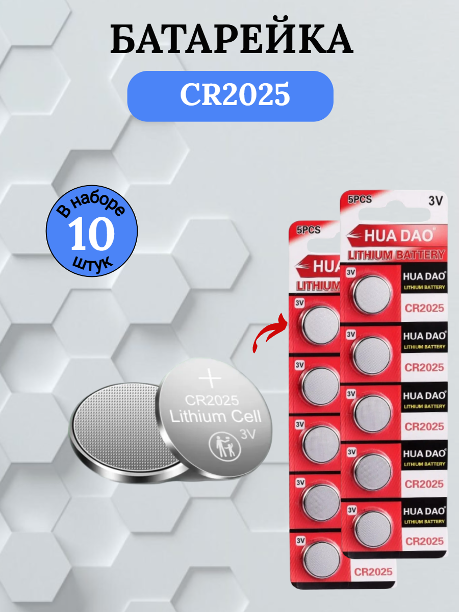 Батарейка CR2025 литиевая 10 шт.