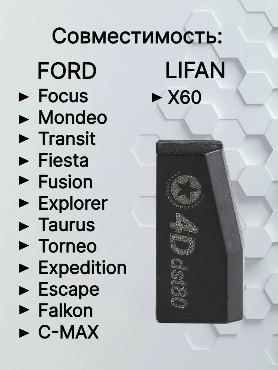 Чип транспондер для Ford, Lifan 4D60 40bit 