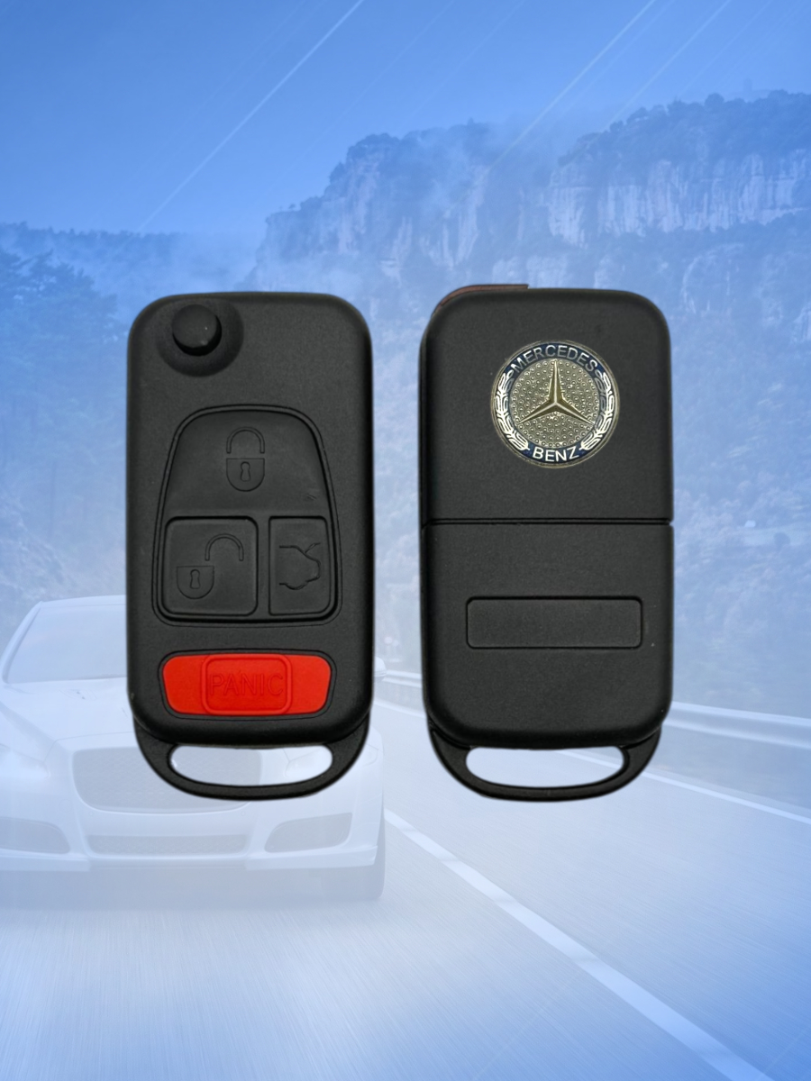 Корпус выкидного ключа с 4 кнопками лезвие HU64 для Mercedes Benz, с логотипом