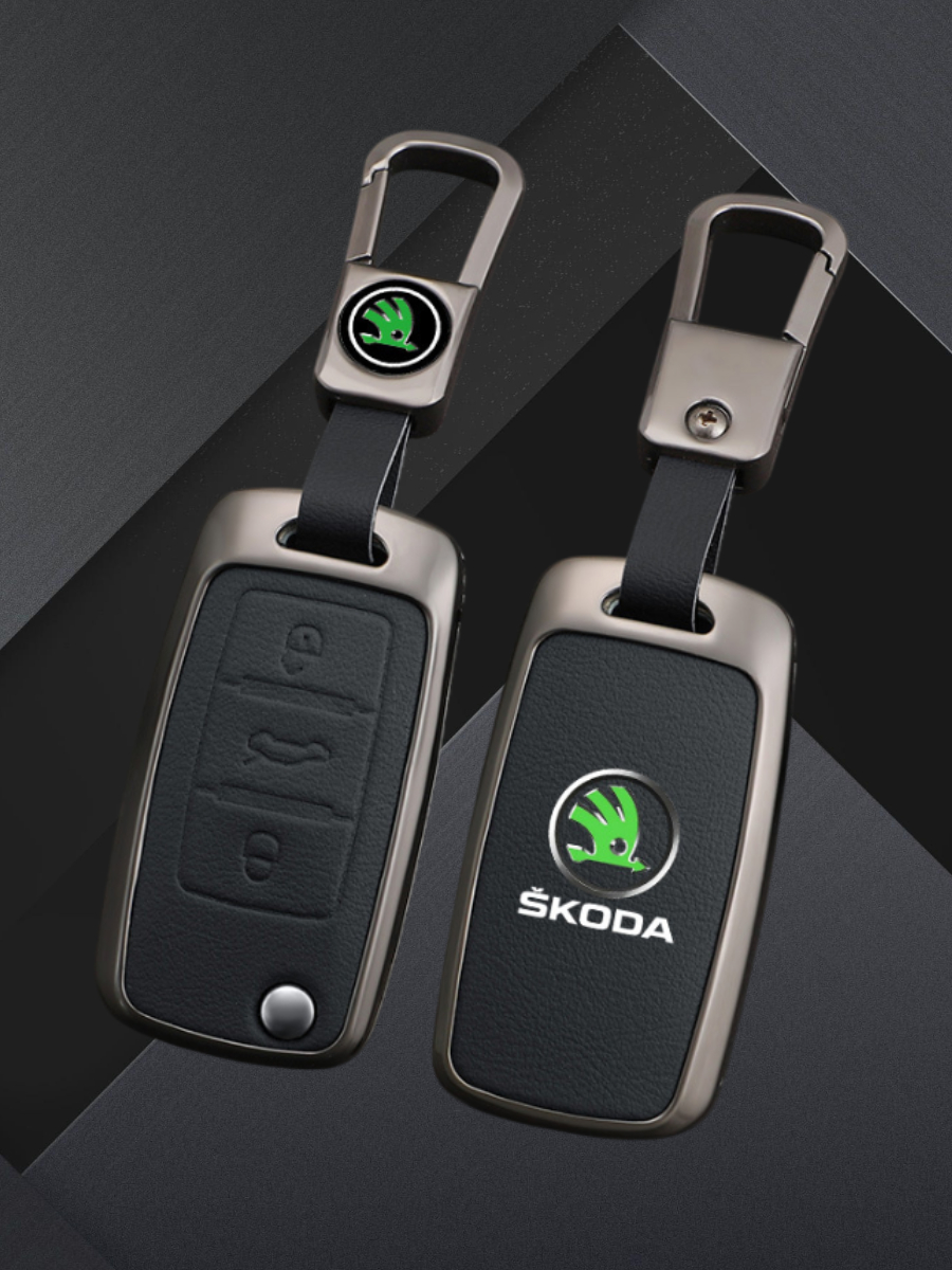 Чехол для выкидного ключа Skoda 3 кнопки (черный)