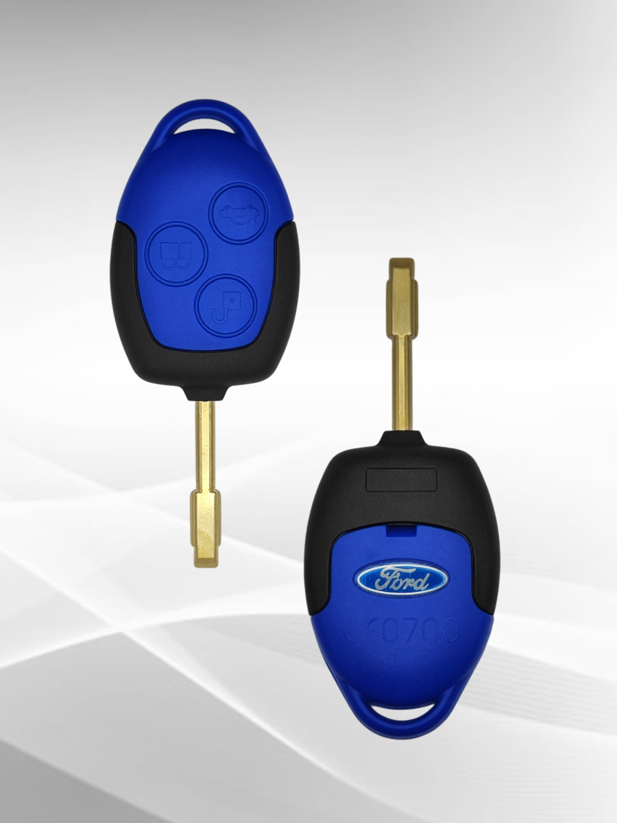 Простой ключ зажигания для Форд Ford с 3 кнопками с частотой 433 Mhz и чипом 4D63 с лезвием FO21 (черная плата)