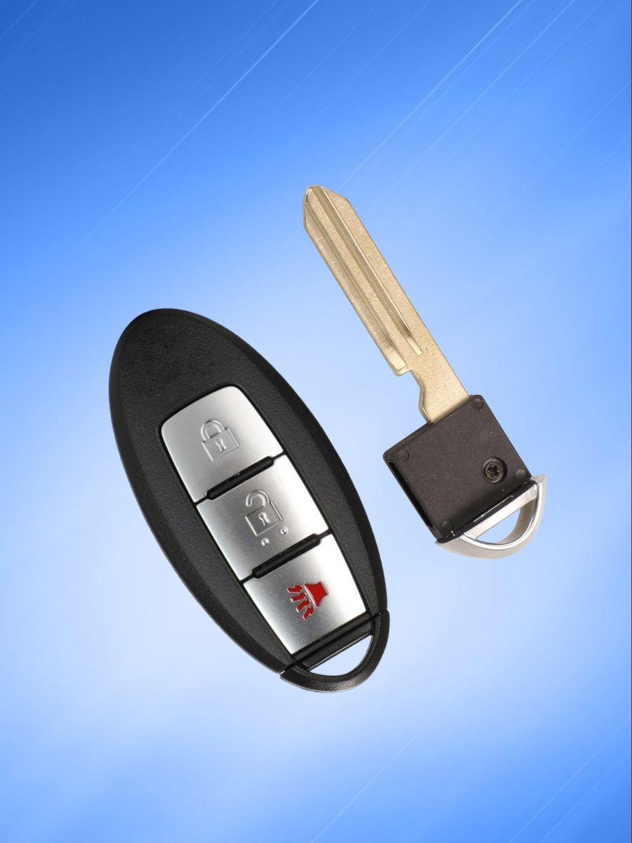 Корпус смарт ключа с 2 кнопками +Panic для Ниссан, контакт снизу