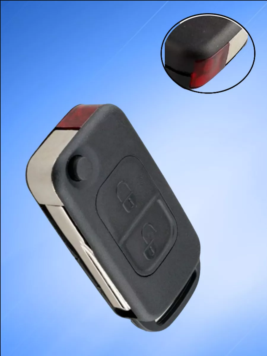 Корпус выкидного ключа с 2 кнопками лезвие HU64 для Mercedes Benz, с логотипом