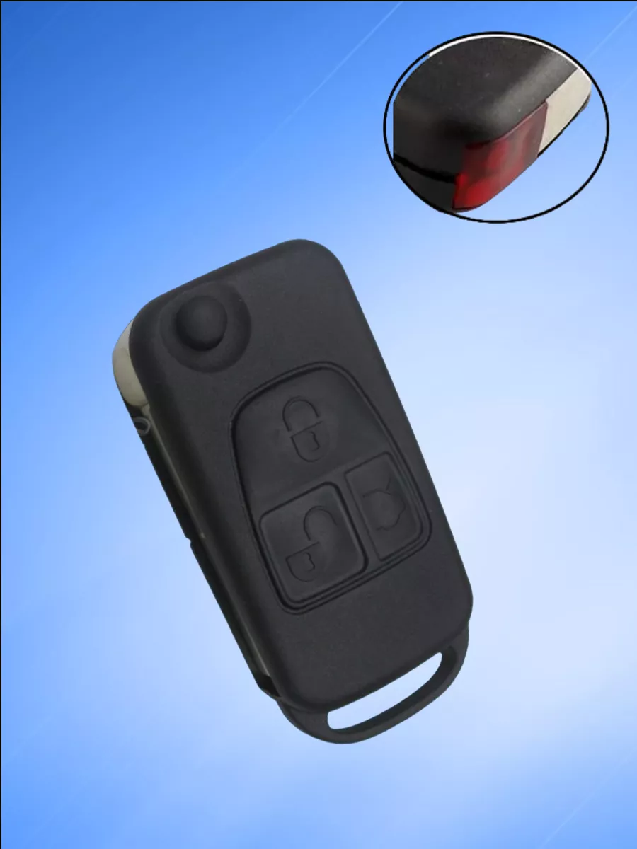 Корпус выкидного ключа с 3 кнопками лезвие HU64 для Mercedes Benz, с логотипом