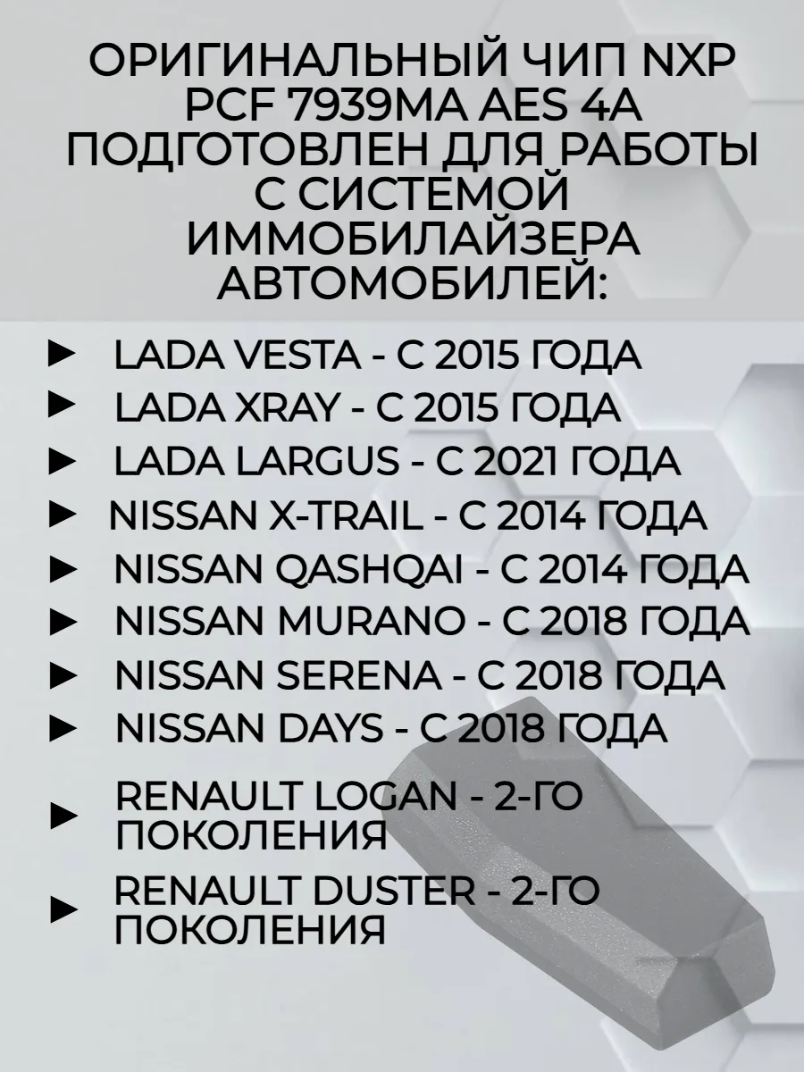 Чип PCF 7939MA AES 4A для автомобилей Lada Nissan Renault 