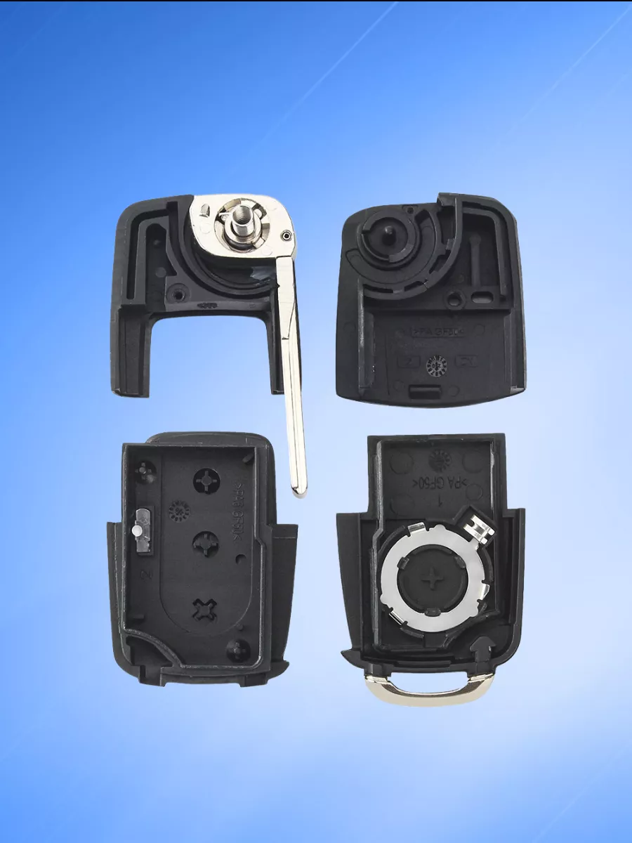 Корпус выкидного ключа с 3 кнопками +Panic для Skoda, батарейка на корпусе