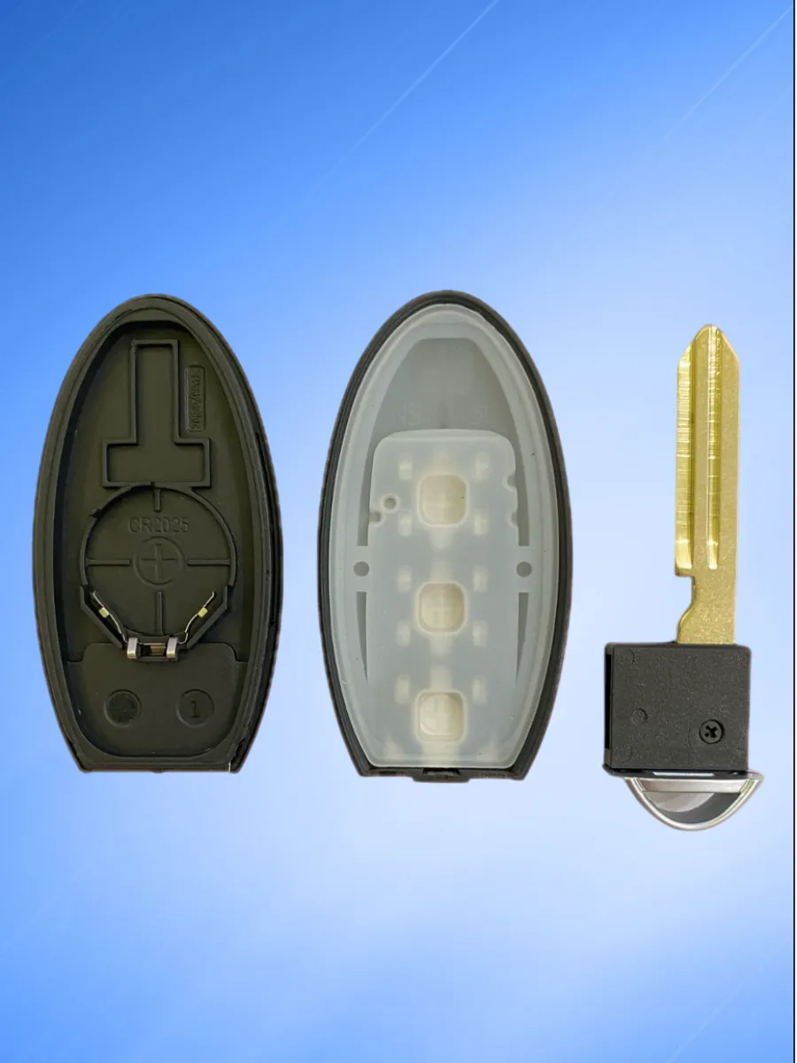 Корпус смарт ключа с 2 кнопками +Panic для Ниссан без логотипа, контакт снизу