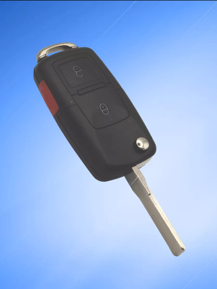 Корпус выкидного ключа с 2 кнопками +Panic для VW, батарейка на плате
