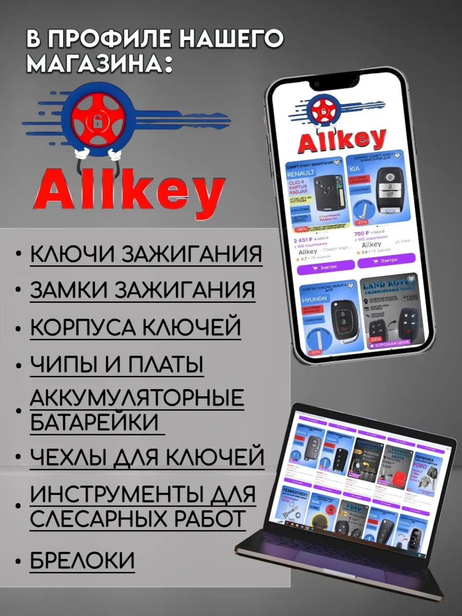 Заготовка с местом под чип лезвие FO21 для Ford  (1 шт.) 