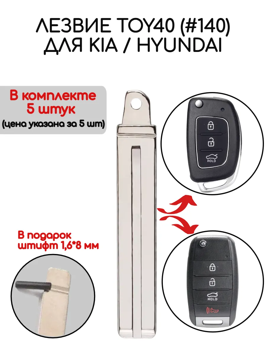 Набор лезвий из 5 штук TOY40 (#140) для Kia Hyundai