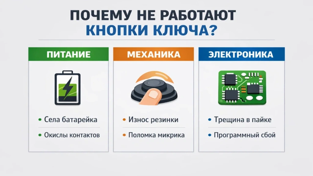 Почему не работают кнопки ключа инфографика