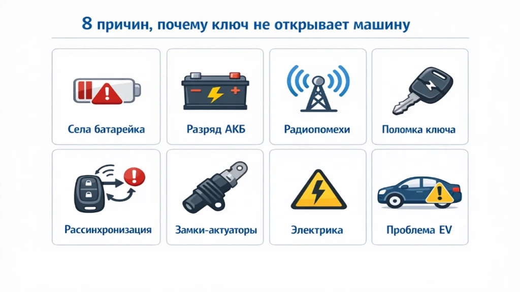 8 причин почему не работает ключ от машины инфографика